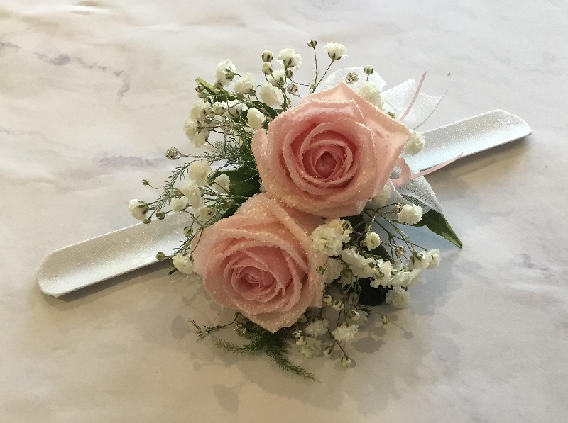 Pale pink rose wrist corsage