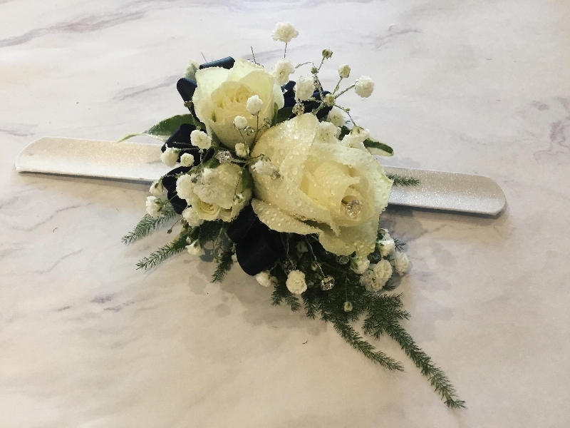 White rose wrist corsage