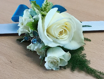 White rose wrist corsage