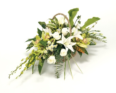 Funeral Basket Large White & Green